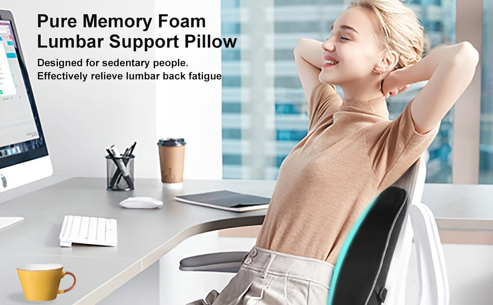Coussin Lombaire Ergonomique – Soutien du Dos en Mousse Mémoire, Respirant et Amovible
