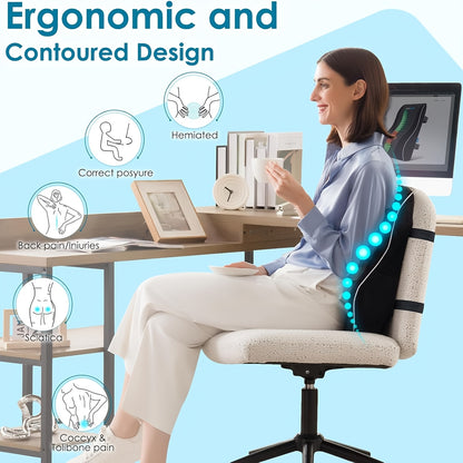 Coussin Lombaire Ergonomique – Soutien du Dos en Mousse Mémoire, Respirant et Amovible