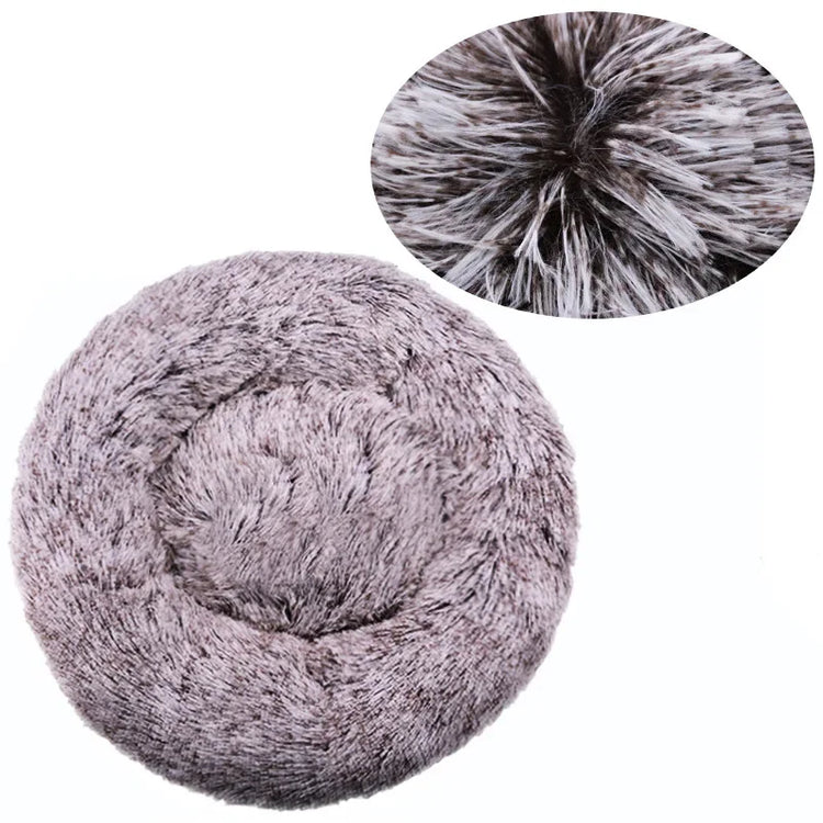 Lit rond en peluche, coloris dégradé noir