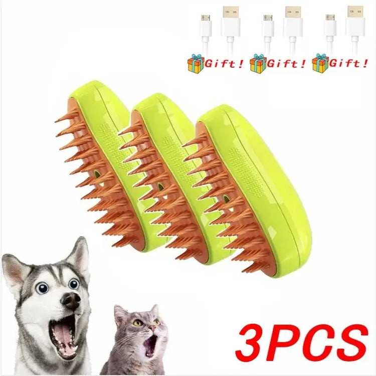 Lot de 3 brosses vapeur vertes pour chien et chat