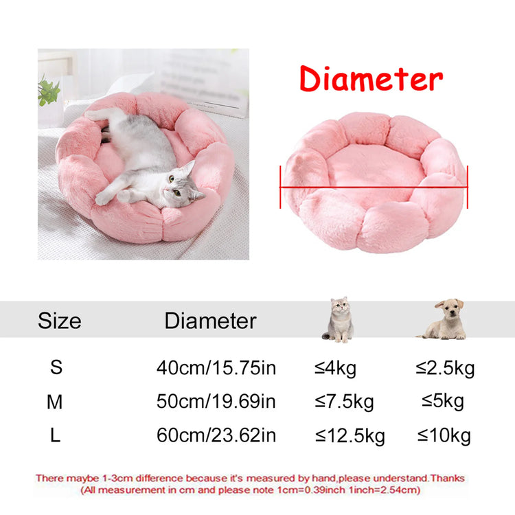 Lit rond moelleux pour chien et chat – Peluche douce et chaude, du 40 au 60 cm