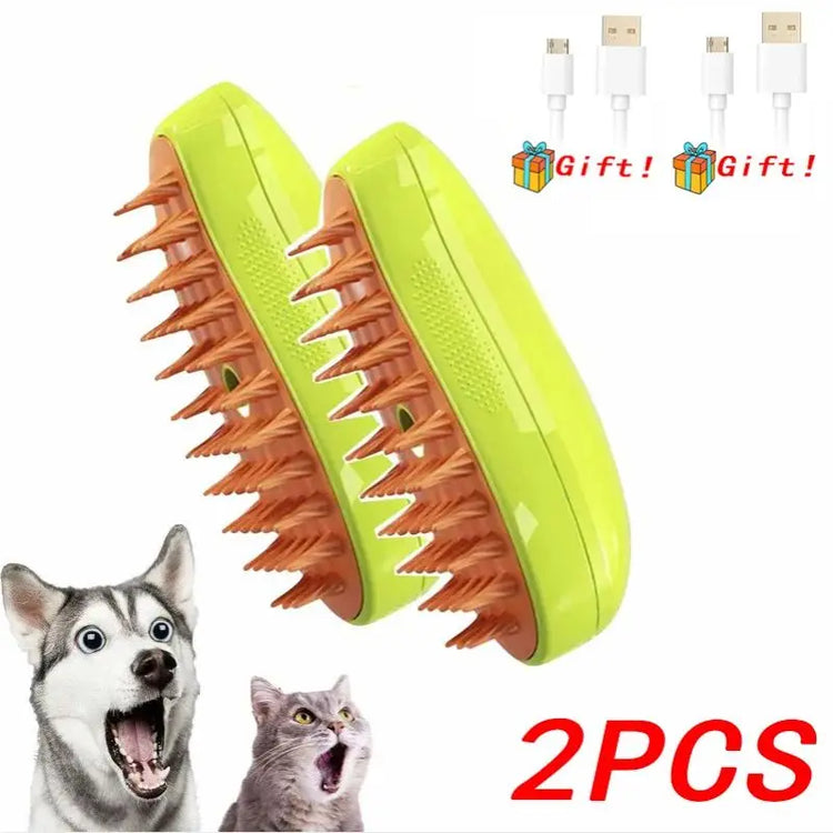 Lot de 2 brosses vapeur vertes pour chien et chat